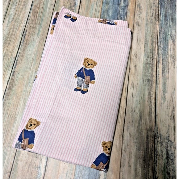 Ralph Lauren Other - Ralph Lauren Polo Pillowcase Pink White Striped Girl Teddy Bear